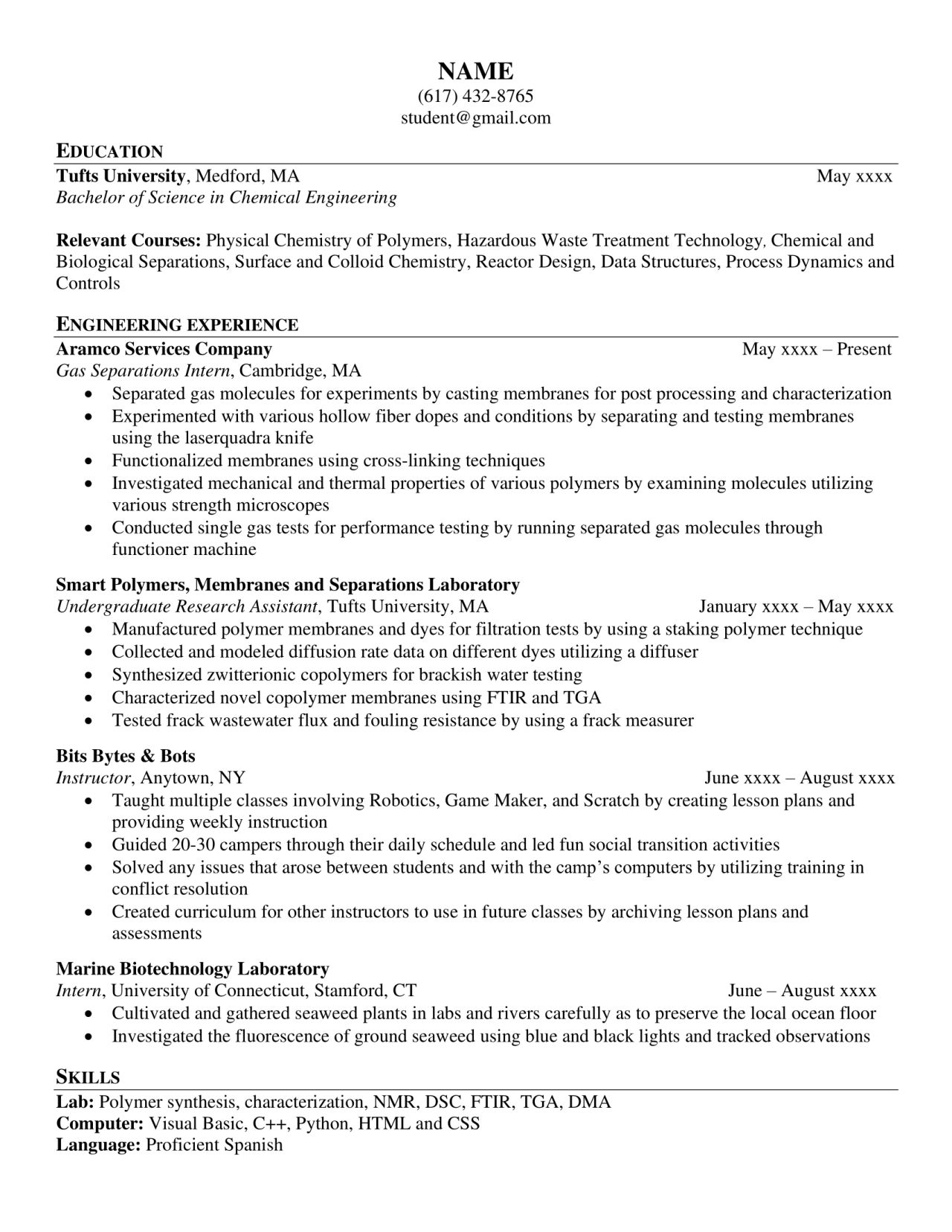 Resume Sample 1